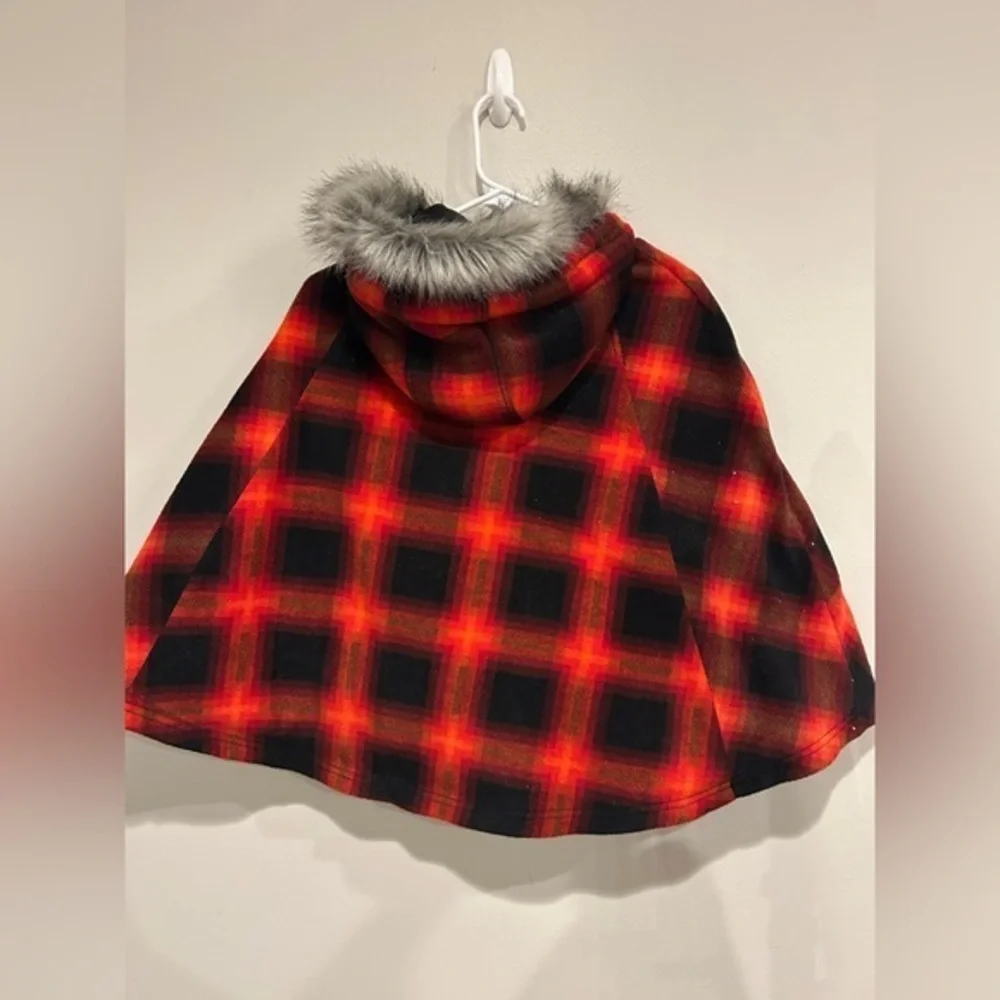 Old Navy Red‎ and Black Plaid Kids Cape